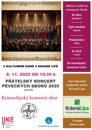 08.11.2025 Přátelský koncert pěveckých sborů - Kulturní dům v Krásné Lípě